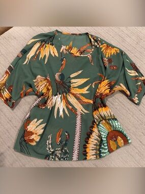 Boho Green Floral Flowy Top